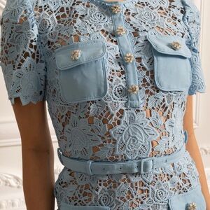 Elegant Blue Lace Dress